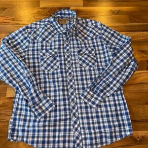 Wrangler Retro Western Shirt Men's 2XT Plaid Button Down Long Sleeve Casual work